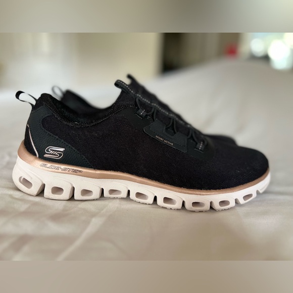 Skechers Glide-Step Mesh Bungee Sneakers Women’s Size 9 Align Black Air Cooled - Picture 1 of 5
